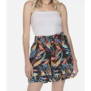 VGUC Johnny Was Jade Black Multi Antun Easy Linen Tropical Shorts Sz XL READ